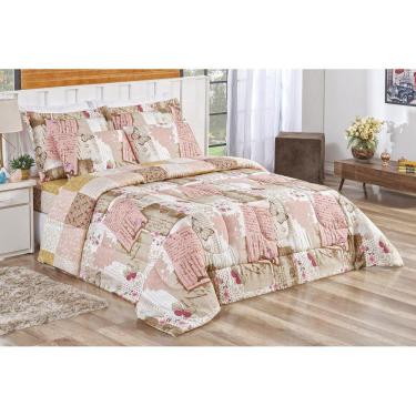 Imagem de Kit Edredom Bouti Casal Queen 3 Peças Estampa Patchwork Rose