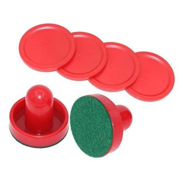 Imagem de 2 peças de plástico Air Hockey Pushers e 4 peças de substituição para mesas de jogo - Vermelho