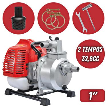 Imagem de Motobomba Kawashima Autoescorvante KWP-10 32,6cc 2 Tempos À Gasolina Partida Manual Para Água Limpa