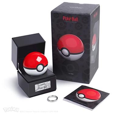 Imagem de Réplica Eletrônica da Poké Ball Pokémon - Vermelha, Inclui Caixa de Apresentação e Anel de Aço Inoxidável - Tamanho 9.5 x 9.5 x 9.5 cm - Ideal para Crianças
