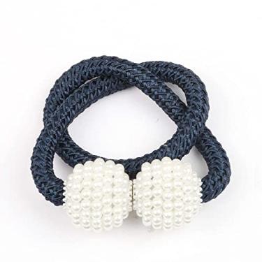 Imagem de Cortina magnética Clip Room Acessórios Pearl Ball Cortinas Titular Fivela Corda Tieback Decoração de Casa Bola Pendurada Amarração Traseira Retenção, Azul Escuro, 1 peça