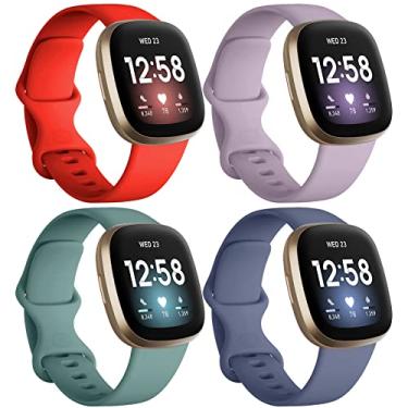 Imagem de Dirrelo Pulseiras femininas Fitbit Sense/Fitbit Versa 3 / Fitbit Versa 4 / Fitbit Sense 2 para mulheres, pulseira esportiva de substituição macia para relógio inteligente Versa 3/4 Sense 2 (grande,