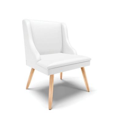 Imagem de Cadeira Corino Branco Pés Palito Natural