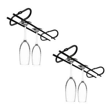Imagem de Conjunto 2 peças Porta Taças de Teto 25cm Suporte para Taças Suspenso Reto Preto Fosco