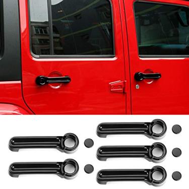 Imagem de JeCar Kit de capa de inserções de maçaneta de porta e capa de maçaneta traseira para Jeep Wrangler JK 2007-2018 / 2008-2012 Jeep Liberty / 2007-2011 Dodge Nitro, preto