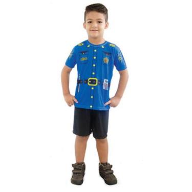 Imagem de Fantasia Infantil Policial Com Camiseta Short De 2 A 8 Anos - Brink Mo