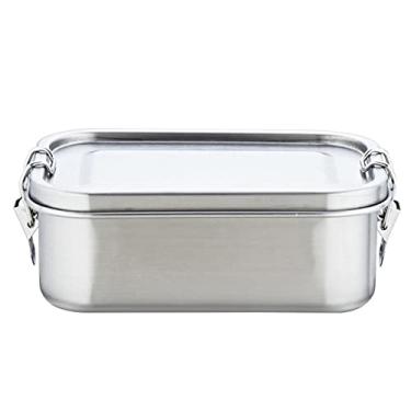 Imagem de Tingpai Recipiente de almoço de aço inoxidável 304 - Recipiente de almoço de metal de 2 compa mentos, ca a de metal Bento pa crianças e adultos, 800 ml, lavável na máquina de lavar louça