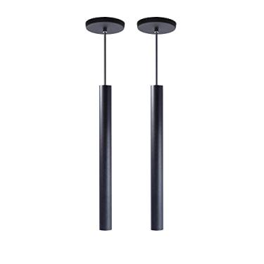 Imagem de kit 2 Pendente Luminária Tubo Preto 40 Cm + Lâmpada LED Branco Quente
