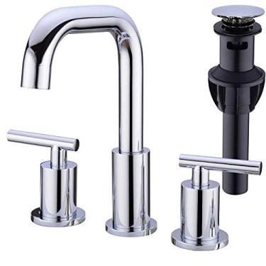 Imagem de Torneira para pia de banheiro com 2 alças da TRUSTMI, vaso de latão com 3 furos e mangueiras de fornecimento de água cUPC, cromado