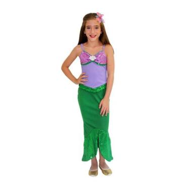 Fantasia Sereia Adulta Ariel Disney Super Luxo Com Cauda