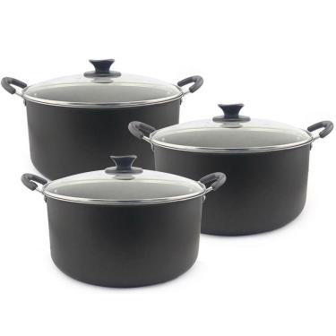 Imagem de Kit Com 3 Caçarolas Dona Chefa Tampa De Vidro 24 26 E 28Cm