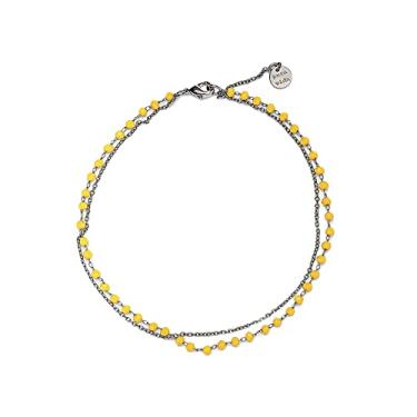 Imagem de Pura Vida Tornozeleira de corrente banhada a prata com contas neon – faixa ajustável, pingente de marca, base de latão – Tamanho único