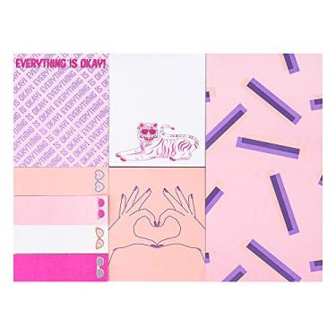 Imagem de Yoobi Conjunto de notas adesivas, pacote com 8 | Inclui 3 notas adesivas de tamanhos diferentes, blocos e marcadores de página | Design pastel bonito e divertido, YB319481CA