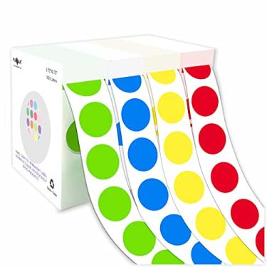 Imagem de PARLAIM 4 rolos 4000 peças adesivos de ponto de código de cor círculo redondo 3/4", 4 cores estilo colorido etiqueta de codificação etiqueta adesiva para sala de aula de escritório em casa