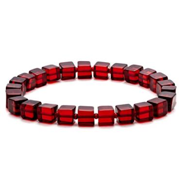 Imagem de Pulseira âmbar para mulheres e homens 17 cm - Pulseira de pedras preciosas curativas com contas polidas - Pulseira elástica feita à mão - joia âmbar natural certificada, 6.7 inches, Pedra preciosa