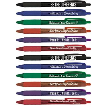 Imagem de Greeting Pen Conjunto de 12 canetas translúcidas com citações motivacionais/inspiradoras, 6 designs 46006