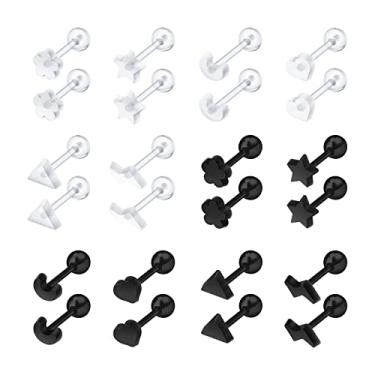 Imagem de PiercingArt 24 peças de brincos de plástico para orelhas sensíveis silicone transparente tragus cartilagem daith retentores 16G, Plástico, plástico