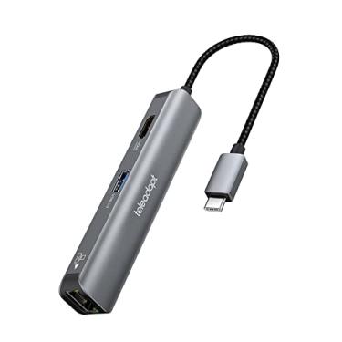 Imagem de Teleadapt Adaptador USB tipo C 5 em 1. Portas de dados HDMI 4K, Ethernet 1Gbps, 3 x USB 3.0 5Gbps. Ideal para MacBook Air/Pro, iPad Pro, Dell XPS