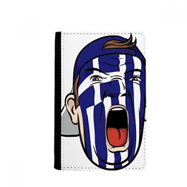 Imagem de Bandeira da Grécia Máscara Facial de Maquiagem Cabeça Gritando Porta Passaporte Notecase Burse Capa Carteira Cartão Bolsa, Multicolor