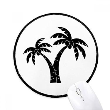 Imagem de DIYthinker Tapete de mouse com contorno de praia de coqueiro para mesa de escritório tapete redondo para computador