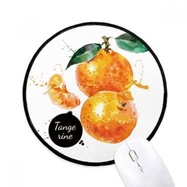 Imagem de Tangerina Fruit Tasty Healthy Watercolor Mouse Pad Desktop Office Tapete Redondo para Computador