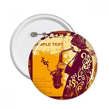 Imagem de Sax Jazz Música Rua Cultura Redonda Pinos Emblema Botão Decoração 5 peças