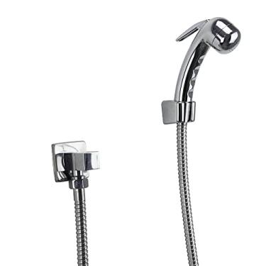Imagem de Ducha Higiênica ABS Cromado com Trava e Mangueira 120 cm e Registro Quadrado 1/4 de Volta