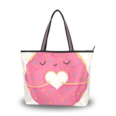 Imagem de ColourLife Bolsa de ombro rosa donut com alça superior para mulheres, Colorido., Medium