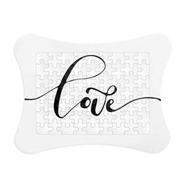 Imagem de Love Line Citação de escrita manual estilo quebra-cabeça moldura papel cartão quebra-cabeça casa