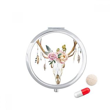 Imagem de Caixa de comprimidos de flor com cabeça de veado e flor de nação, caixa de armazenamento de medicamentos