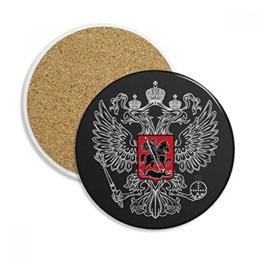 Imagem de Emblema nacional da Rússia Caneca porta-copos de país Caneca de proteção de mesa Pedra absorvente