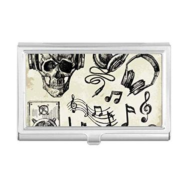 Imagem de Estojo de fone de ouvido com estampa de instrumento musical para cartões de visita, caixa de bolso