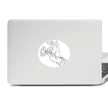 Imagem de Adesivo de vinil com estampa de linha de lótus da Culture Hand para notebook