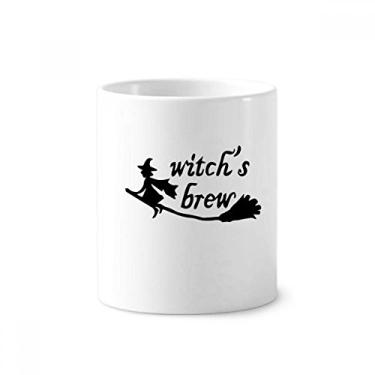 Imagem de Suporte de caneta com citação inglesa design Witch Brew escova de dentes caneca, suporte de cerâmica, copo lápis
