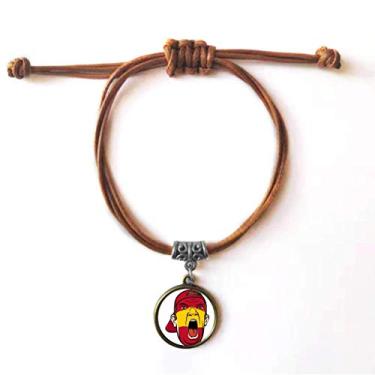 Imagem de DIYthinker Pulseira de couro com bandeira da Espanha para maquiagem facial com cabeça gritando pulseira de couro marrom joia presente