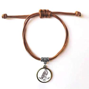Imagem de DIYthinker Pulseira de couro estilo barroco com coroa de águia espada coroa animal pulseira de couro marrom joia presente