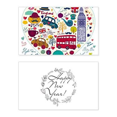 Imagem de Love Heart Big Ben Bus Bandeira de Ano Novo Festival de Ano Novo Cartão de felicitações Mensagem Presente