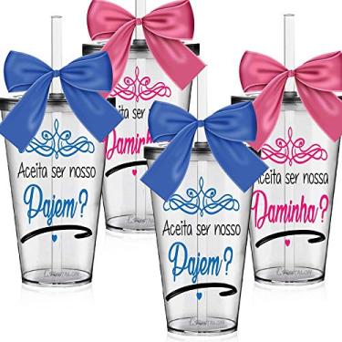 Imagem de Kit 4 Copos Convite com Laço para Pajem e Daminha