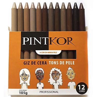Imagem de Giz de Cera Profissional Tons de Pele Estojo com 12 Cores Pintkor