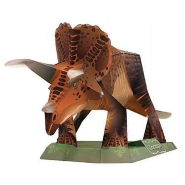 Imagem de Quebra Cabeça 3D Miniatura Dinossauro de Colagem Papercraft Triceratopos Mod1 HAS BRASIL