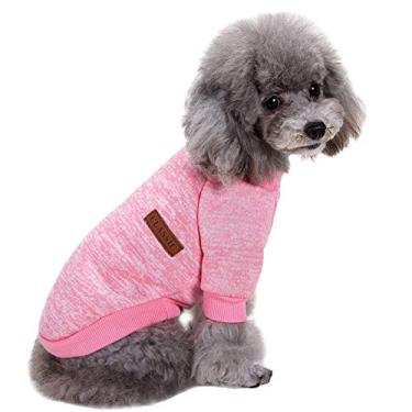 Imagem de (XXS, rosa) - Pet Dog Classic Knitwear Sweater Inverno quente para cachorrinho Casaco de animal de estimacao Sueter macio para caes pequenos