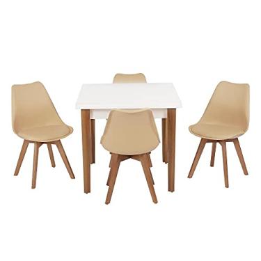 Imagem de Conjunto Mesa de Jantar Luiza 80cm Branca com 4 Cadeiras Leda - Nude