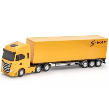 Imagem de Caminhão Miniatura Iveco Carreta Bau S-WAY Amarelo Usual 618