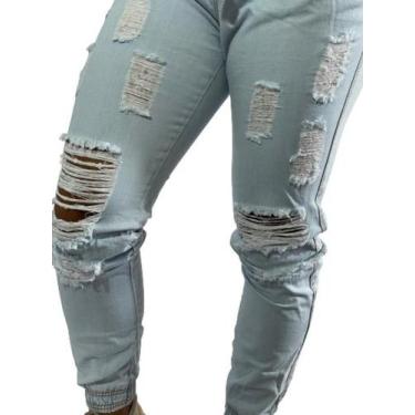 Imagem de Calça Jeans Jogger Feminina C/ Elástico Moda Blogueira C35 - Fanáticos