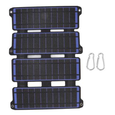 Imagem de SALALIS Carregador solar dobrável de 14 W portátil ETFE painel solar USB carregador de bateria com duas portas USB compatível com automóveis, navios, motocicletas, eletrodomésticos (azul)