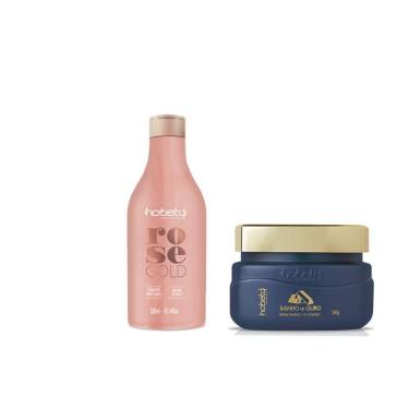 Imagem de Hobety Kit Shampoo Rose Gold 300Ml+Máscara Banho De Ouro 300