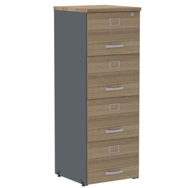 Imagem de Armário De Arquivo Oficio Pe25 Pandin 45,70 Cm Em Mdp Noce Naturalle E Grafito Com 4 Gavetas