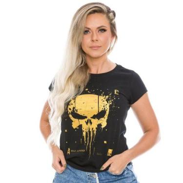 Imagem de Camiseta Militar Baby Look Feminina New Punisher Gold Line - Team Six