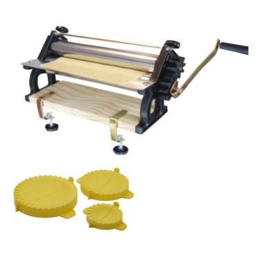 Imagem de Cilindro Manual Super Doro 35 Cm + Kit Fechador De Pastel máquina massa pão pizza pastel laminador manual sova sovador aço cromado fechador fechadores modelador modeladores pastel risoles pastelaria lanchonete