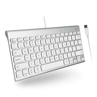 Imagem de Macally Teclado USB com fio para Mac e Windows PC Teclado Apple pequeno compat vel com economia de espa o Teclado externo Mac de 78 teclas para MacBook Pro/Air, iMac, Desktop Mac Mini Alum nio prateado